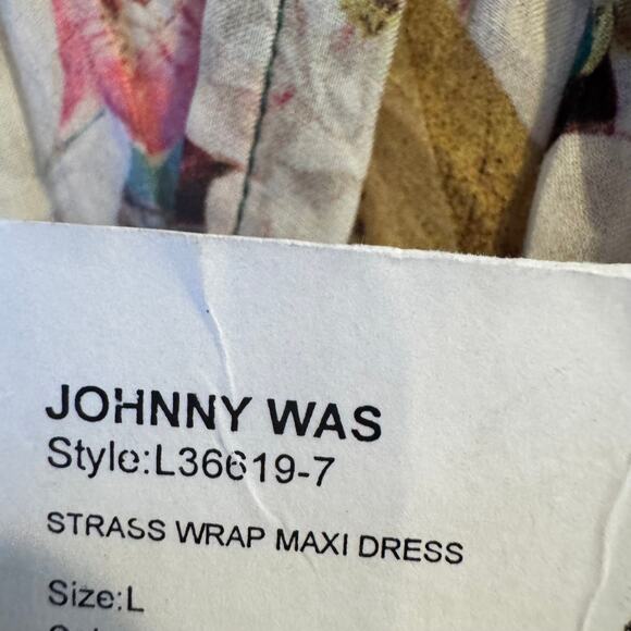 New Johnny Was Strass Wrap Maxi Dress Green V-neck Short Sleeve Sz L Women's - Picture 6 of 8